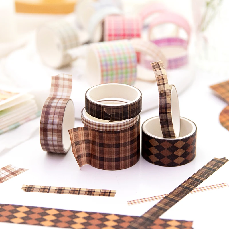 Yoofun 6 rolls/set Vintage Grid Plaid Washi Tape for Craft Card Making Gift Journal Scrapbooking DIY Masking Tape Stationery