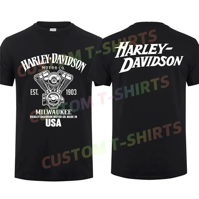 2024 Men Harleys T Shirt Casual Motorcycle Est 1903 Enthusiast T-shirt Summer Davidson Short Sleeve 100% Cotton Streetwear S-3XL