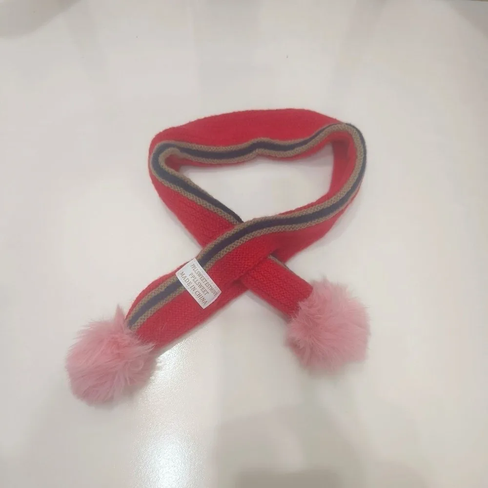 New Windproof Neck Warmer Coldproof Knitted Knitted Scarf Pompom Warm Neckerchief Outdoor Sports