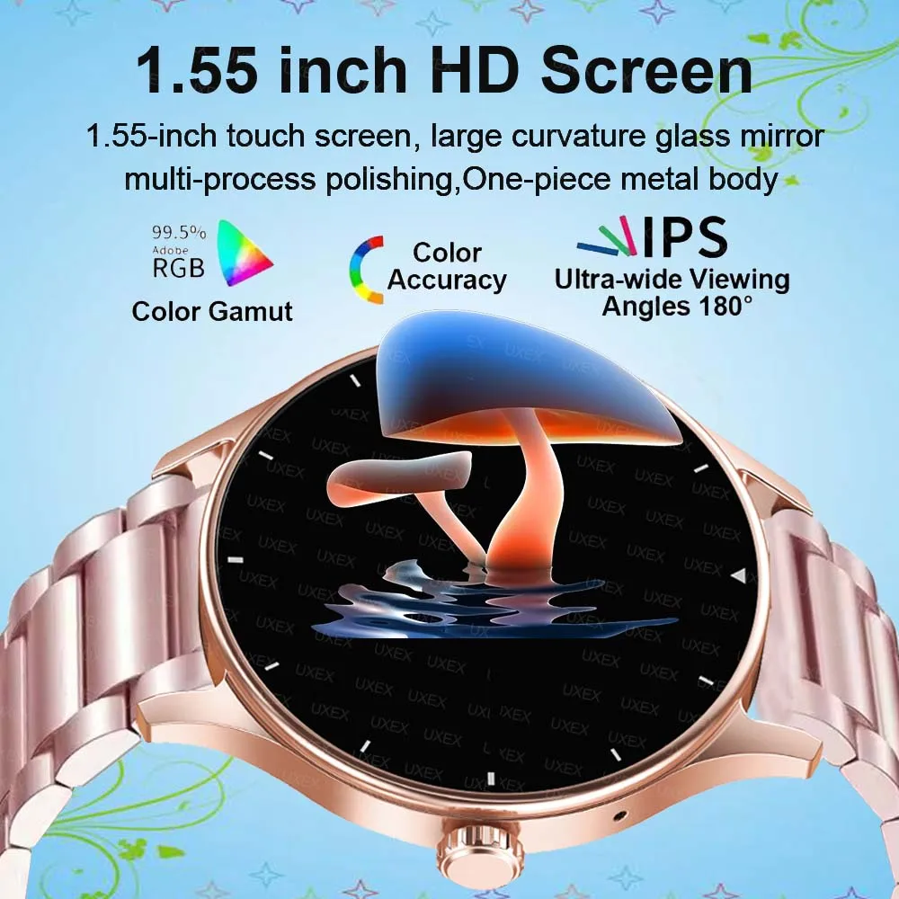 الأعمال الأصلية ووتش Smartwatch النساء 1.55 بوصة HD بلوتوث دعوة الصحة تتبع شحن لاسلكي الساعات الرجال هدية الكريسماس