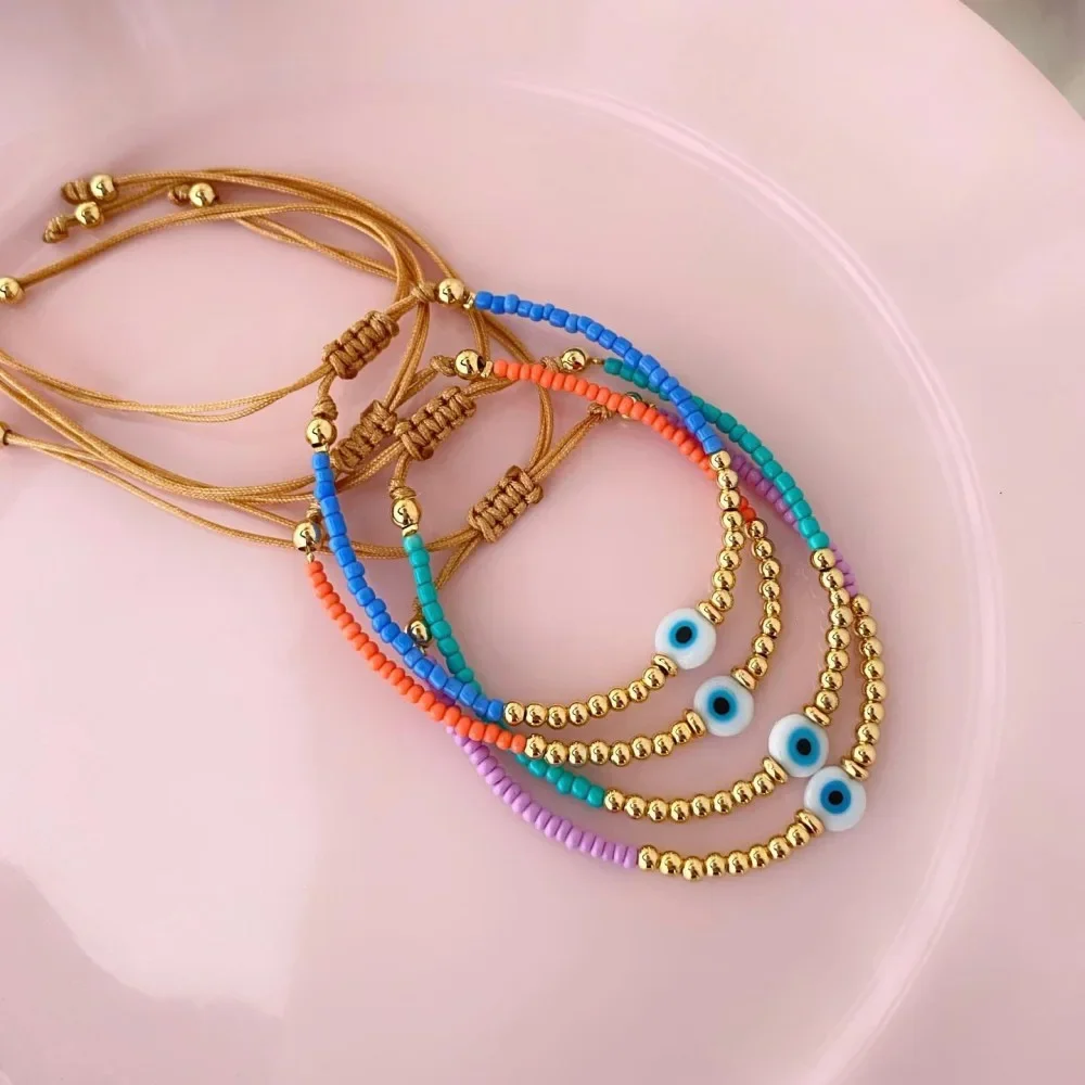 Rice bead bracelet Eye Originality Individuality Fashion Hand knitting Splice Colour Bohemia Adjustable Beaded bracelet