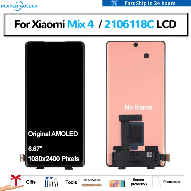 

Оригинальный AMOLED для Xiaomi Mix 4 Mix4 2106118 C Pantalla ЖК-дисплей с сенсорной панелью и дигитайзером в сборе, сменный аксессуар