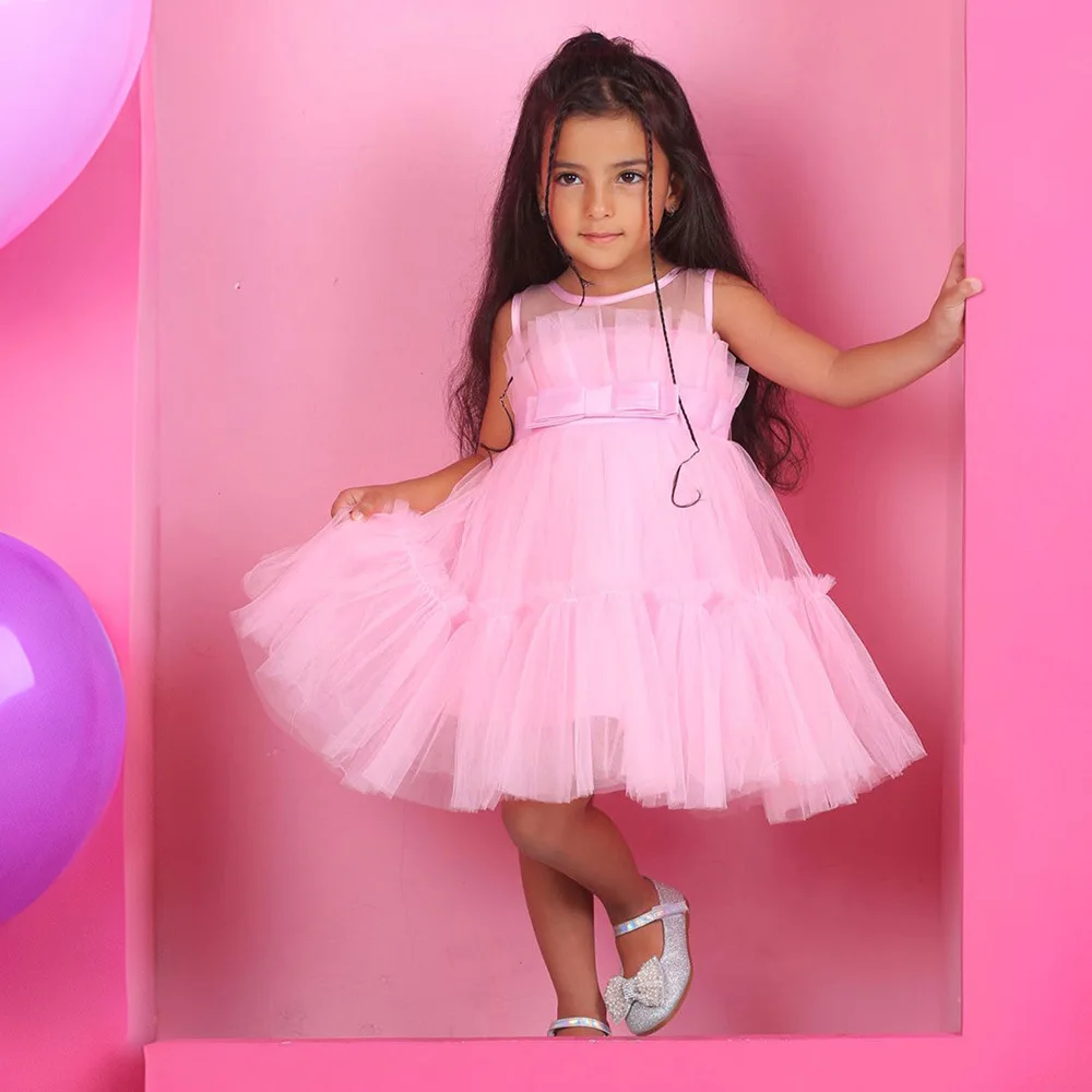Children's Dress New Mesh Flower Girl Dress Foreign Style Wrought Cloth Cute Sweet Princess Dress