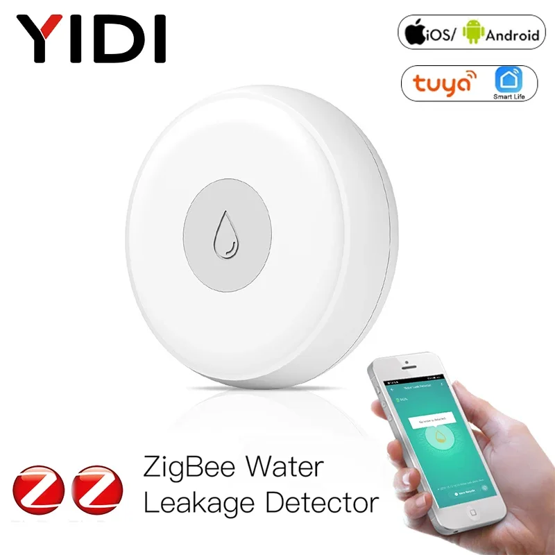 ZigBee Smart Flood Sensor Water Leakage Detector Flood Overflow Alert Security Alarm System Tuya/Smart Life App Remote Control