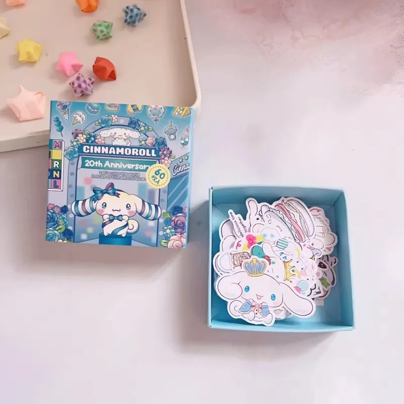 Kawai – petits autocollants Sanrio en boîte, Kuromi cannelle mélodie, décoration artisanale pour enfants, autocollants pour réfrigérateur, cadeaux, DIY bricolage