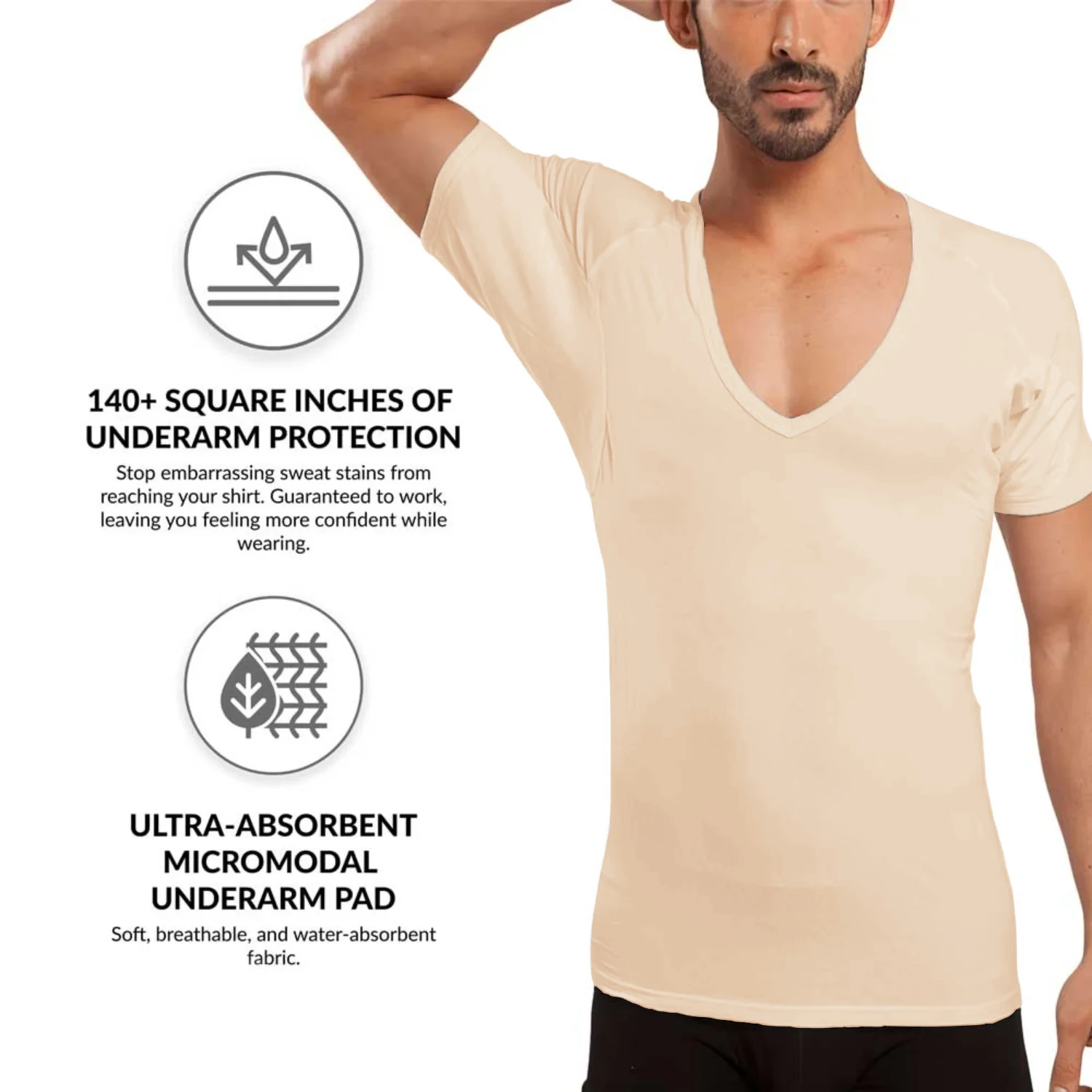 Deepened V-neck Sweat Proof Undershirt Summer Men T-shirt Sweat Pads Underarm Armpit Perfume Absorbing Sweat Proof Undershirt