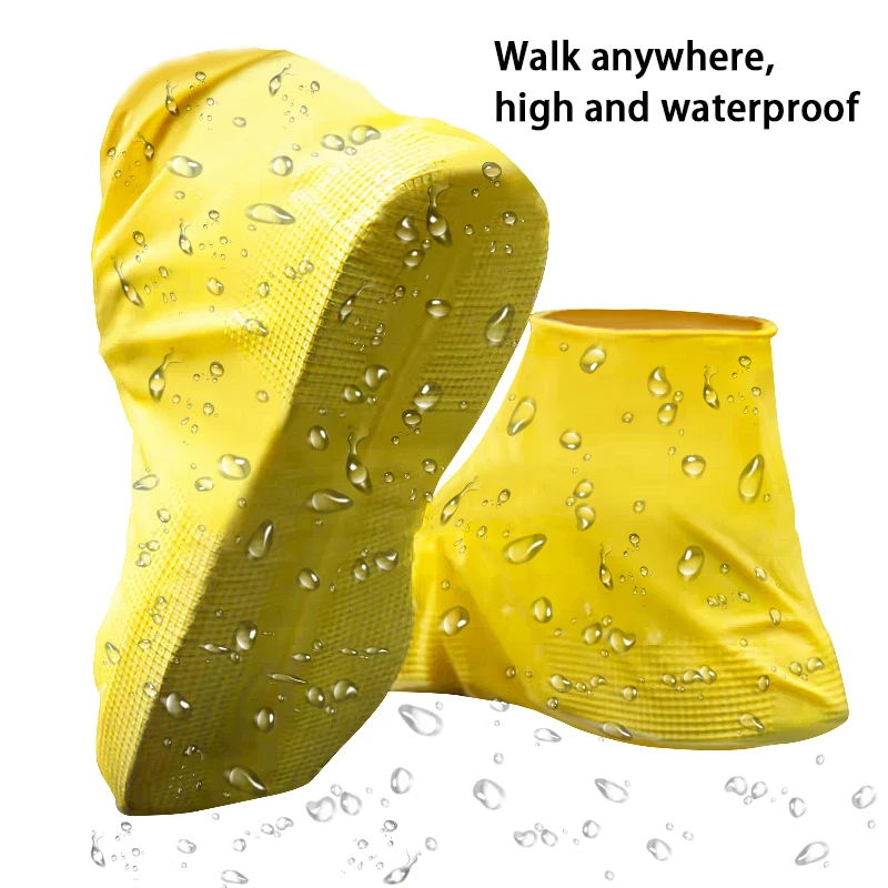 1 Pair Silicone Rubber Waterproof Shoe Covers Non-Slip Water Resistant Rain Overshoes for Outdoor Cycling Shoe Protectors