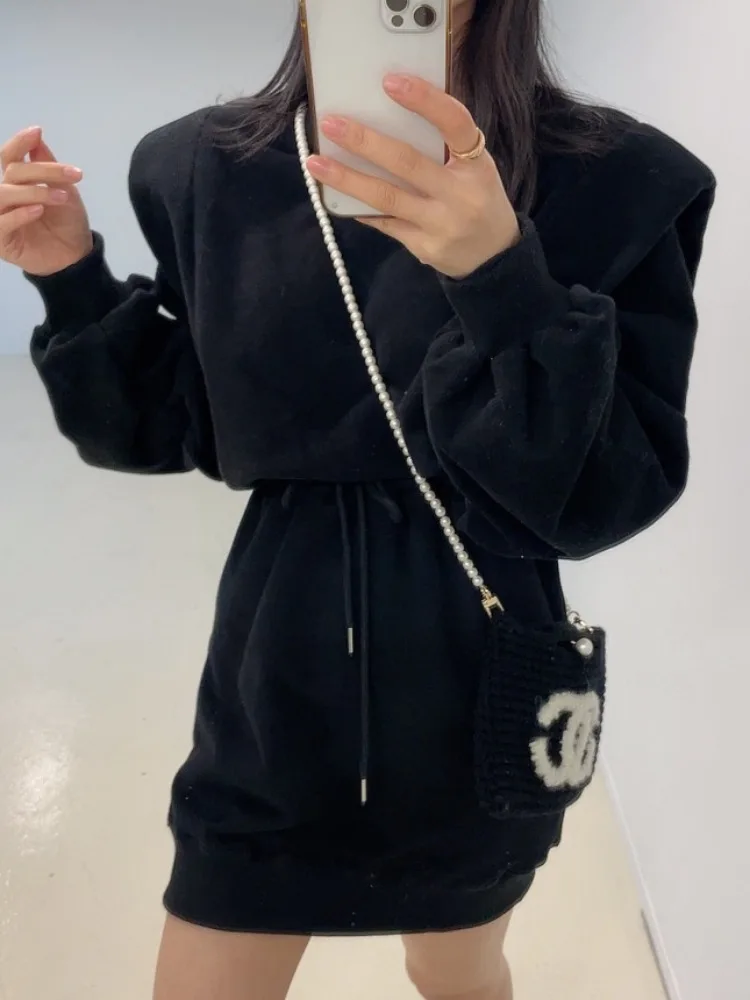 Frauen Fce Gefüttert Dstring Taille Abnehmen ort Dr Design Farbe Hoodie Dr Winter Neue Sle Pendeln Sle