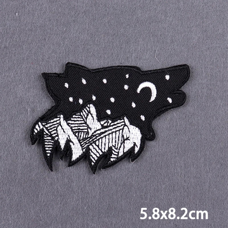 Mountain Deer Fox Adventure Patch Sun & Moon Embroidery Iron On Patches On Clothes Camping Outdoors DIY Sewing Applique Patch