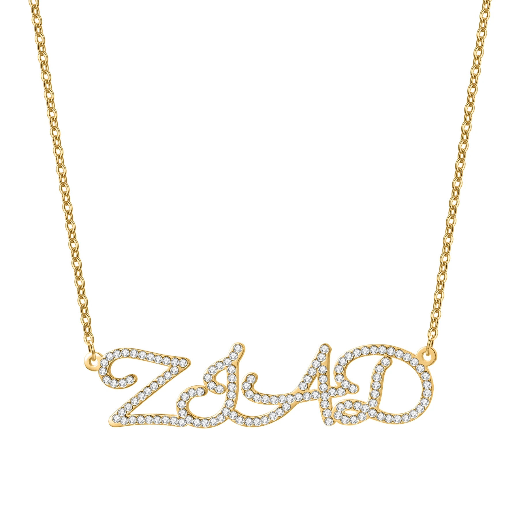 

Ожерелье с именем на заказ, персонализированное ожерелье с буквами, инкрустированное кристаллами, позолоченные ювелирные изделия, эффектные ожерелья с именем