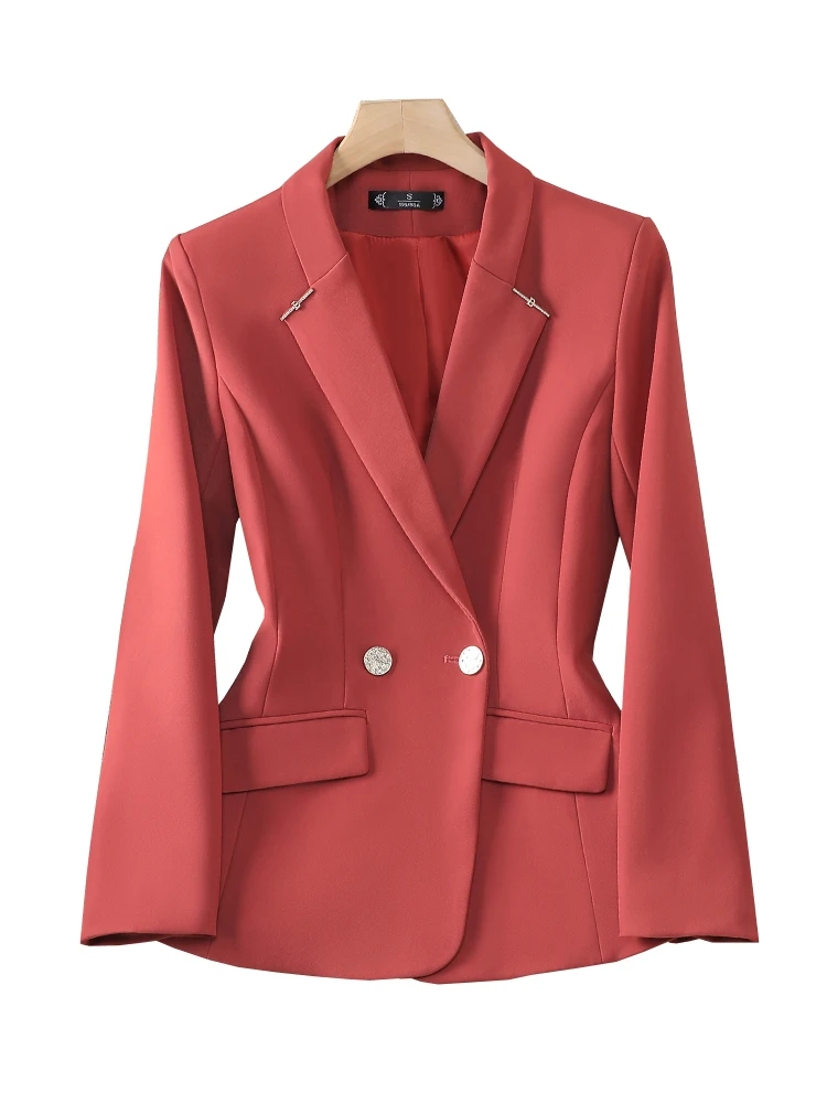 

Fashion Office Ladies Blazer Women Red Apricot Black Female Business Work Wear Slim Formal Coat Jacket For Autumn Winter