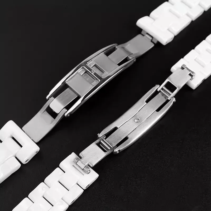 high quality Ceramic Watchband Black White For J12 Bracelet Bands 16mm 19mm Strap Stainless steel Folding Buckle watch chain