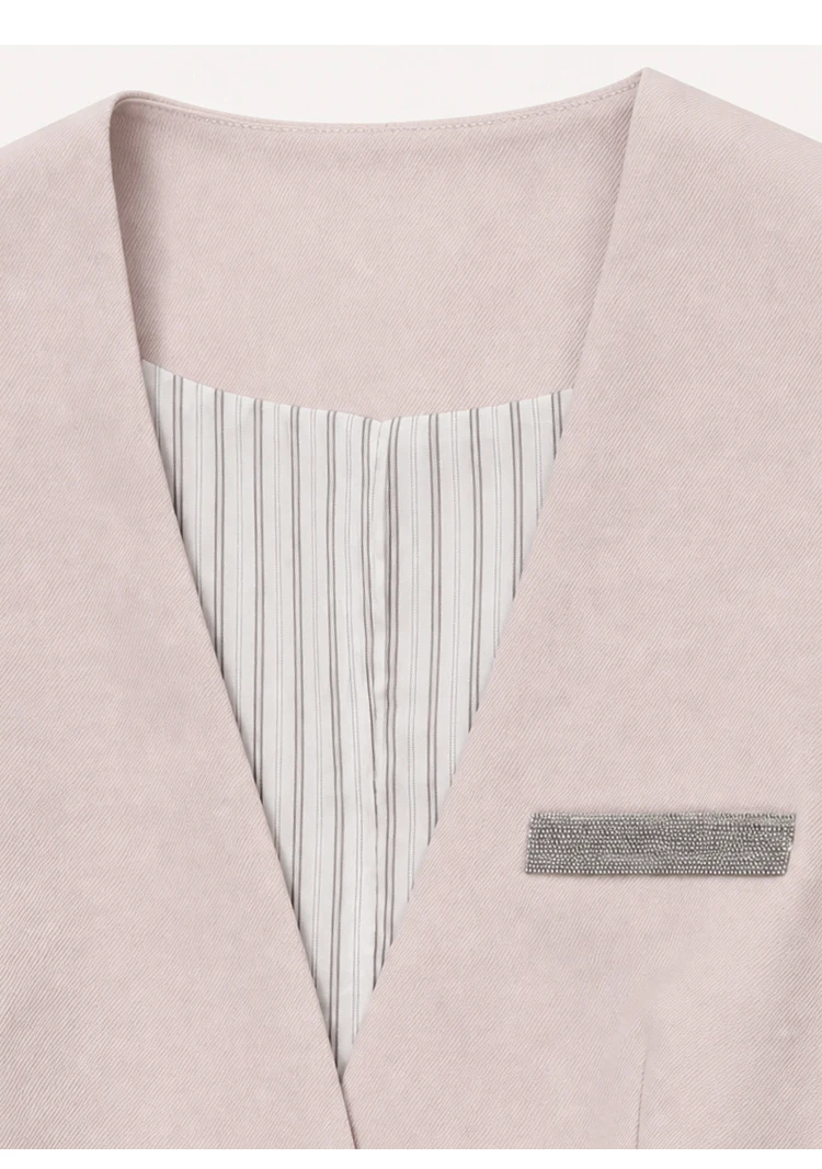 K2548W Damen Ärmellose Weste aus Wollmischung mit V-Ausschnitt und Knopfleiste, tailliert, für Büro, als Layering-Oberteil – Detail 20