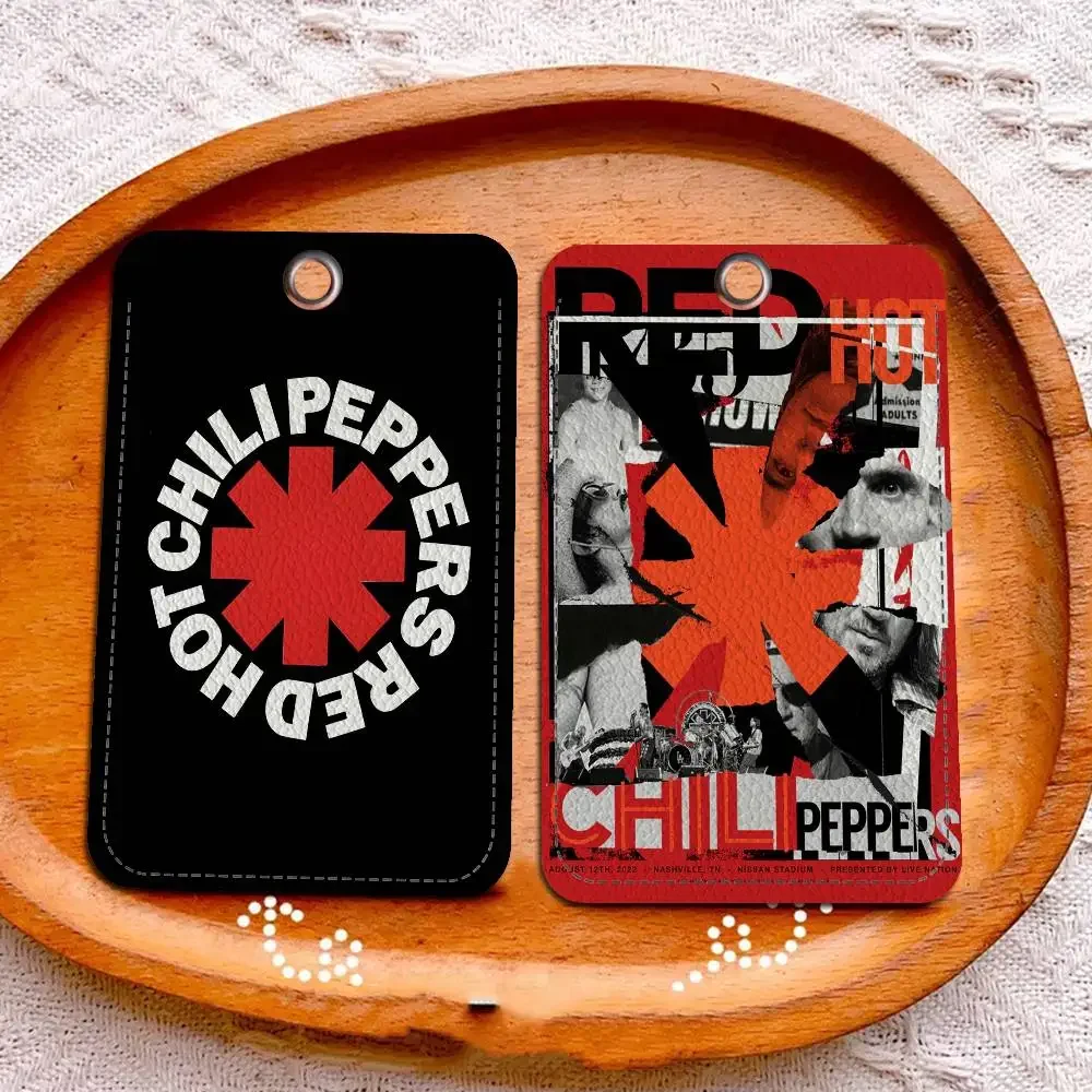 شعبية روك باند R-Red Hot C-Chili P-Peppers Style PU حامل بطاقة الوصول مع سلسلة المفاتيح - الحماية التنفيذية لبطاقة البنك #3