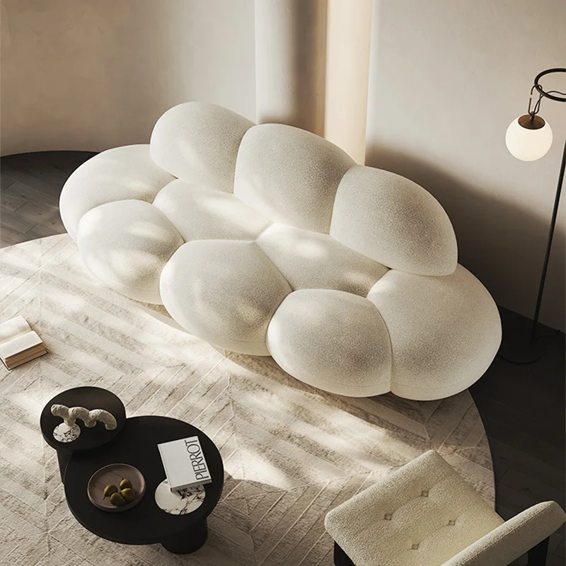 

Lamb wool Internet celebrity cloud sofa cream wind special-shaped sofa living room modern simplicity