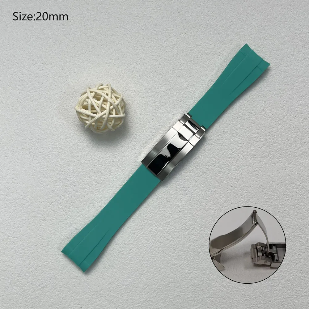 حزام مطاطي للرجال مقاس 20 مم مع مشبك أمان قابل للطي لاستبدال ملحقات علبة الساعة مناسبة لساعة الغوص أو ساعات الكوارتز VK63