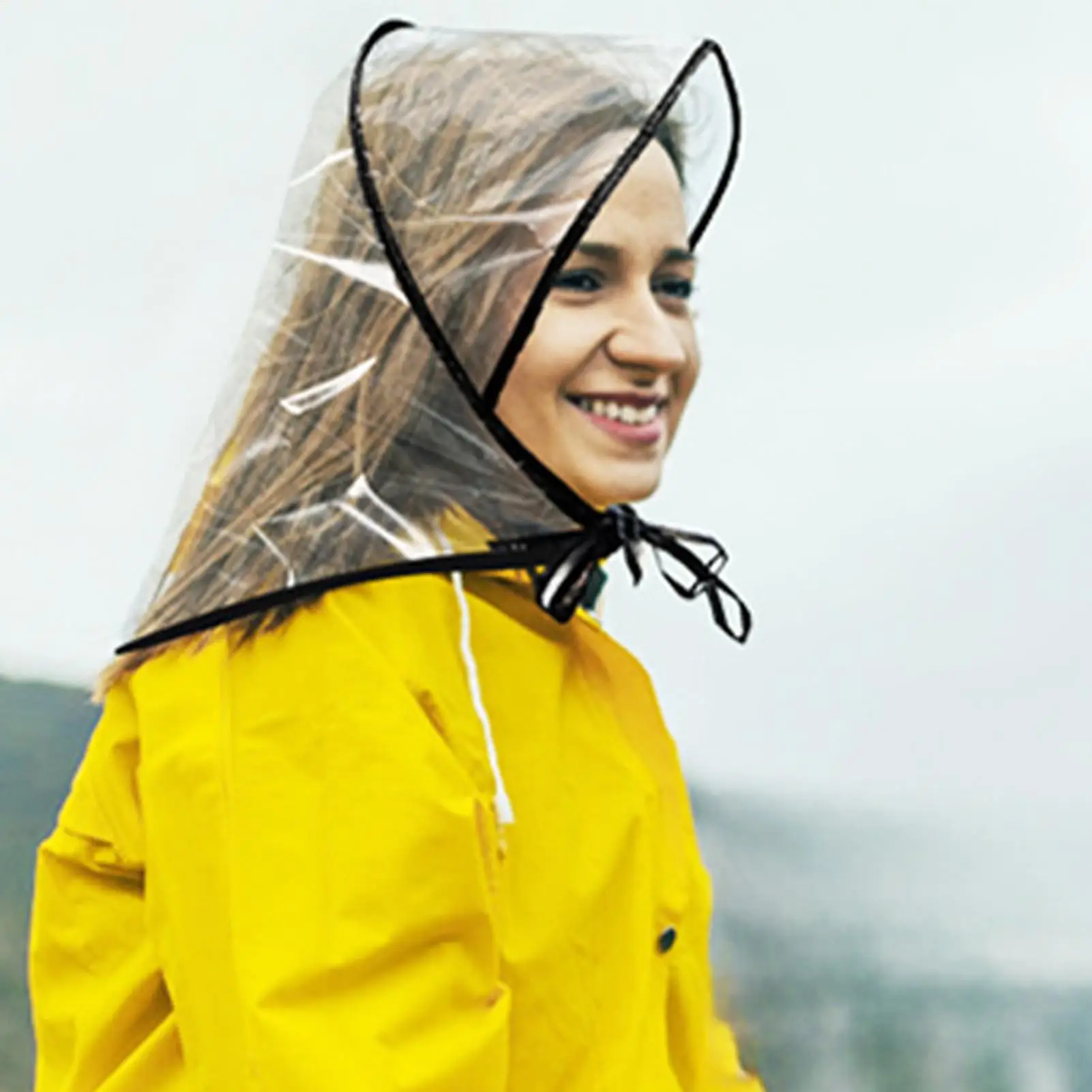 waterproof rain hat with Wide Brim Women Transparent Rain Hats Reusable PE Ladies Rain Caps for Women Lady Outdoor