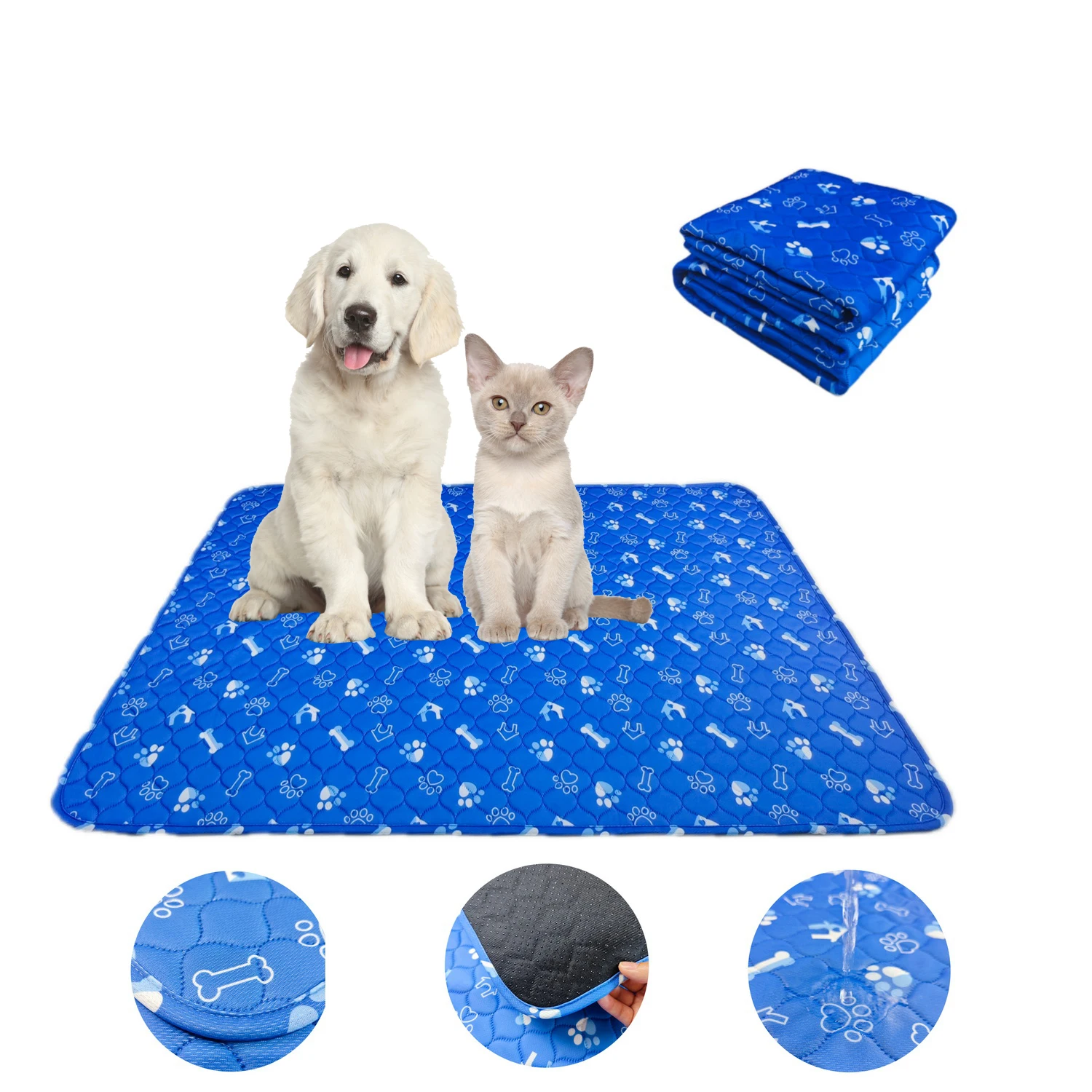 Reusable Dog Pee Pad Blanket Absorbent Diaper Washable Puppy Training Pad Pet Bed Urine Mat for Pet Car Seat Cover Pet Bed Mats