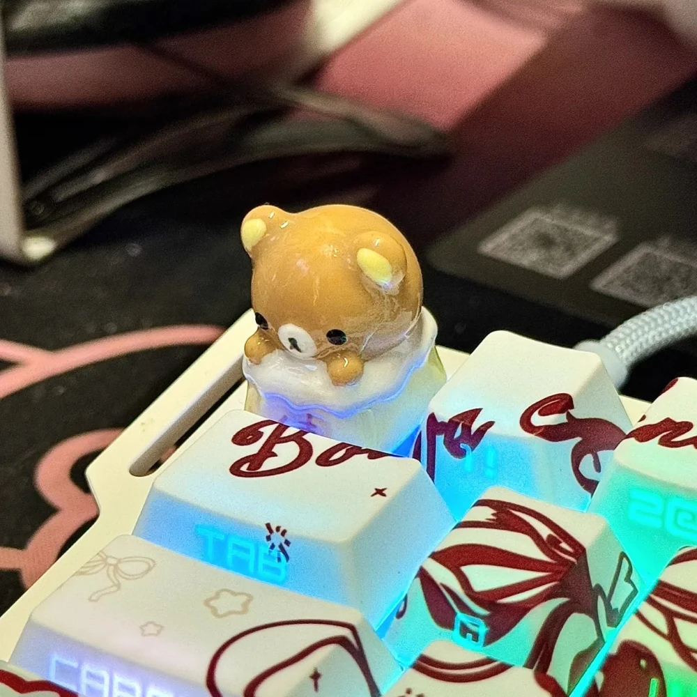 Kawaii Rilakkuma Keycaps Relax Bear Artisan Anime Keycap for Mechanical Keyboards Ultimate Desk Setup Essential Gift for Girl view 3