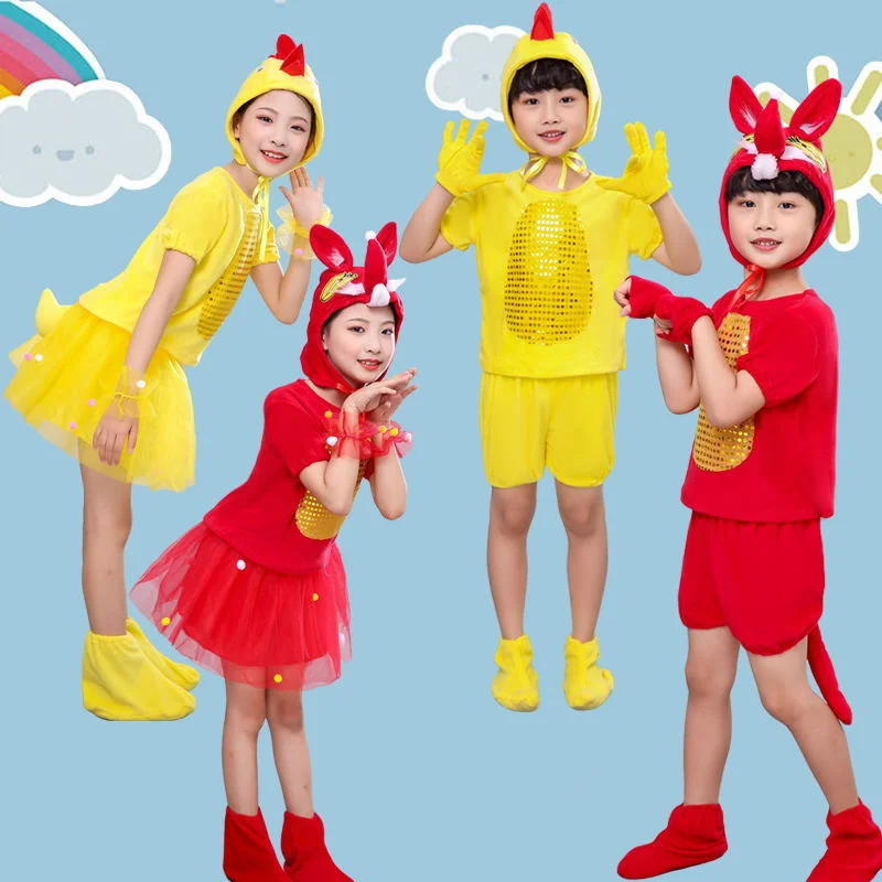 Kindergarten kleine Ente und Huhn Performance-Kleidung Kinder gelbe Ente Tierform Fuchs einteiligen Kleid Tanz