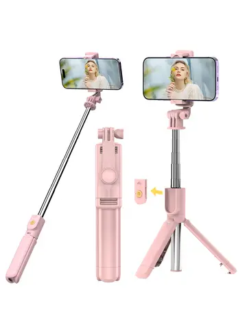Wireless Selfie Stick Tripod Stand with Detachable Remote for iPhone Mobile Phone Video Live Streaming
