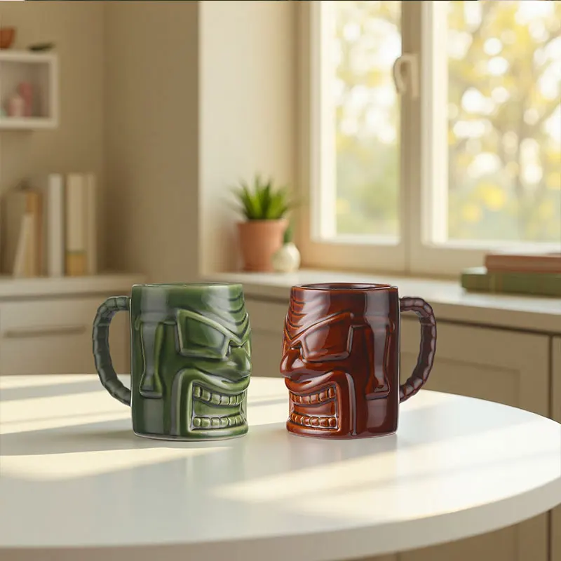 Taza TIKI creativa, taza de cóctel hawaiana, taza con máscara de cerámica, tazas Tiki, tazas con cara de fantasma, regalo de cumpleaños para amigos, los mejores regalos para pedir