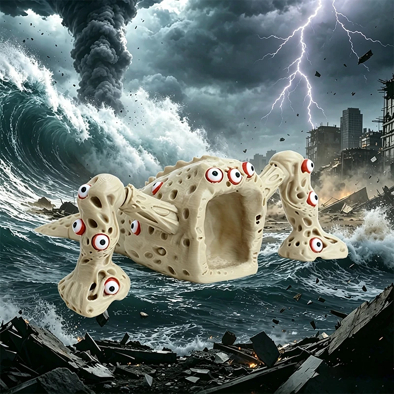Calamity Sea Devourer 3D Printed Multi Eyes Cthulhu Monster Figurine Ocean Horror Sculpture Desktop Halloween Decor Gift view 6
