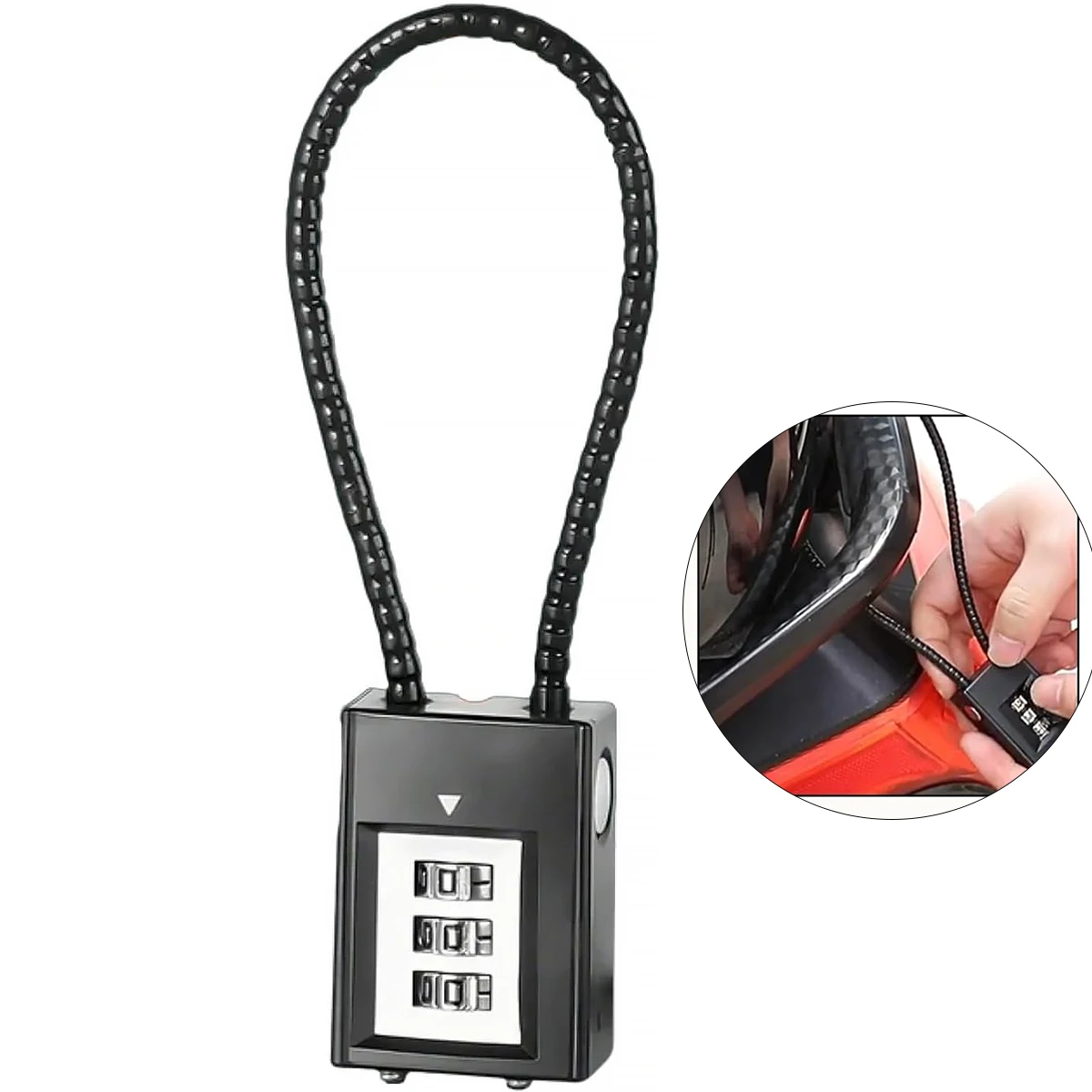 3 Digit Combination Lock Combination Cable Lock Scratch Resistant Paint Finish For Home Locking And Safety Protection