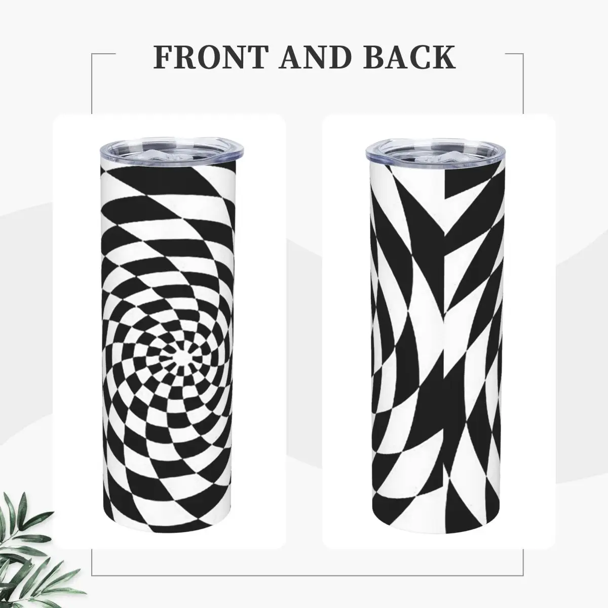 Optical Illusion Op Art Black And Whi Stainless Steel Tumbler Vacuum Insulated Mug Thermal Cold Bottle Straw With Lid 20oz