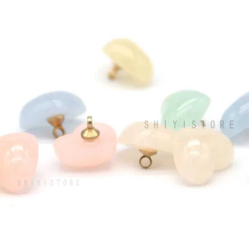 10pcs Candy Color Heart Pearl Metal Shank Buttons For Clothing Kids Shirt Dress Wedding Decorative Sewing Accessories Wholesale