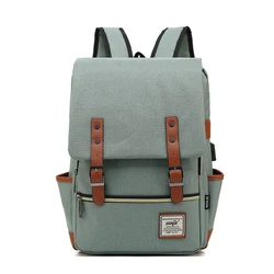 USB Charger Bag Women Canvas Backpacks for Teenager Girls Men Casual Student School Bag Fashion Travel Rucksacks for Laptop