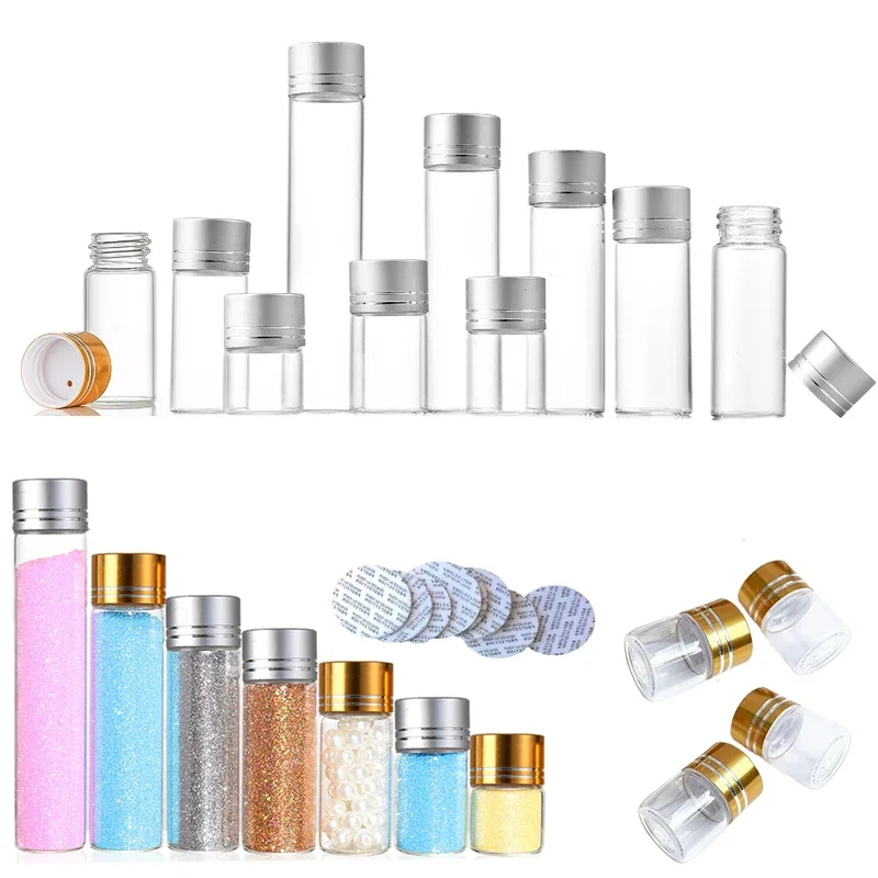 30Pcs 5ml-25ml Mini Glass Bottles DIY Wishing Bottle Gravel Vial Mini Clear Sample Container For Wedding Decorations Party Gift