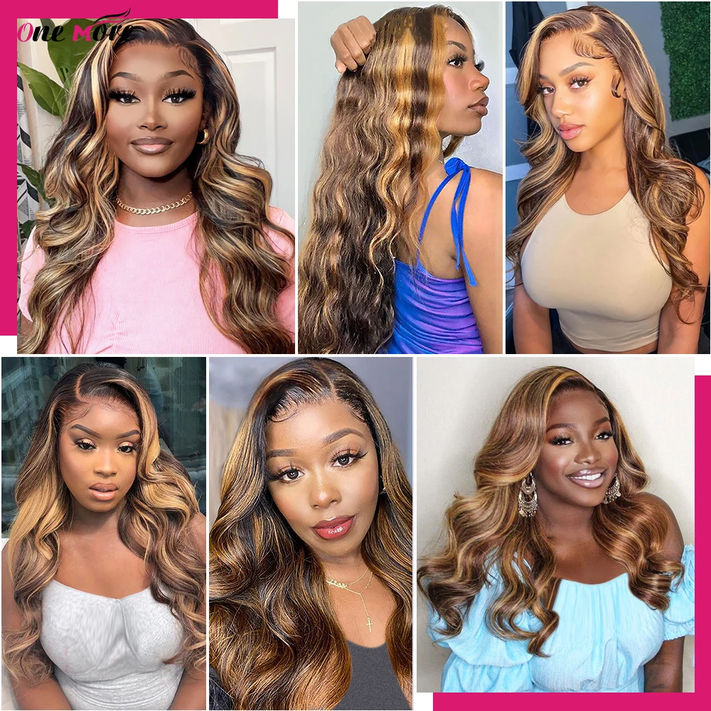 Highlight Wig Human Hair Body Wave Lace Front Wig 13x4 Honey Blonde Lace Front Human Hair Wigs Pre Plucked