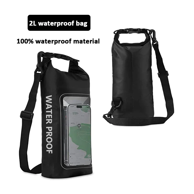 Bolsa estanque à prova d'água 2l/5l, tela sensível ao toque, natação, pvc, rafting, flutuação, esportes ao ar livre, prancha de surf, caiaque, bolsa de armazenamento