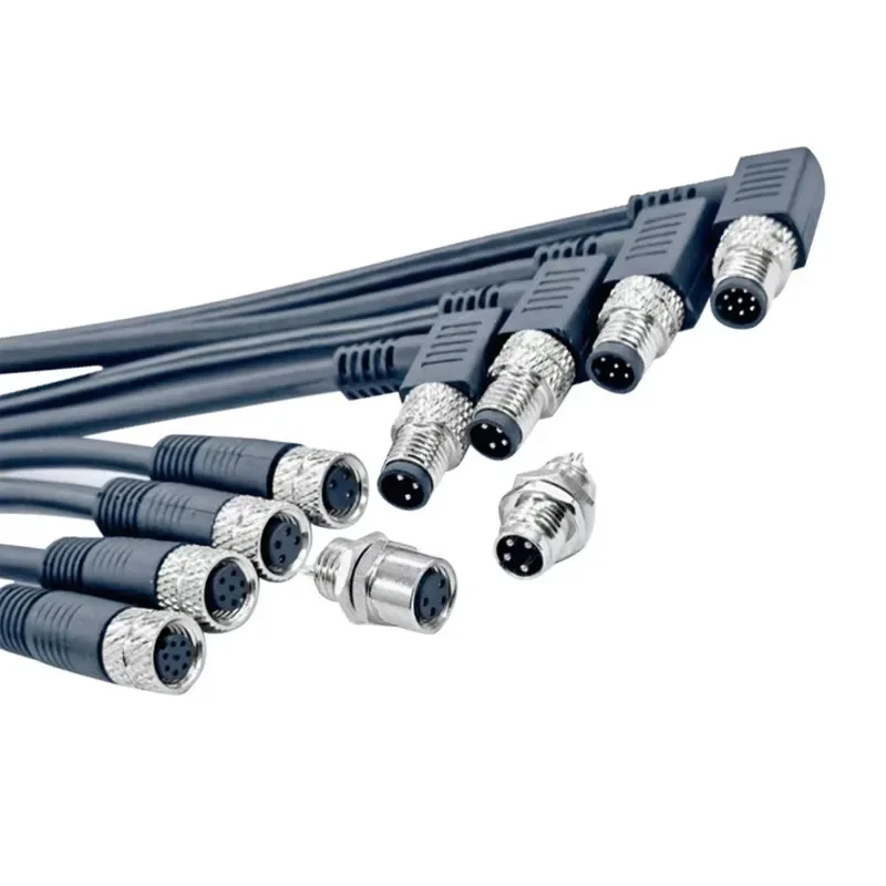 Curved Straight Head M8 Sensor Waterproof Connector Cable Industrial 3 4 6 8 Pin Injection Molded Aviation Male Female Plug Line