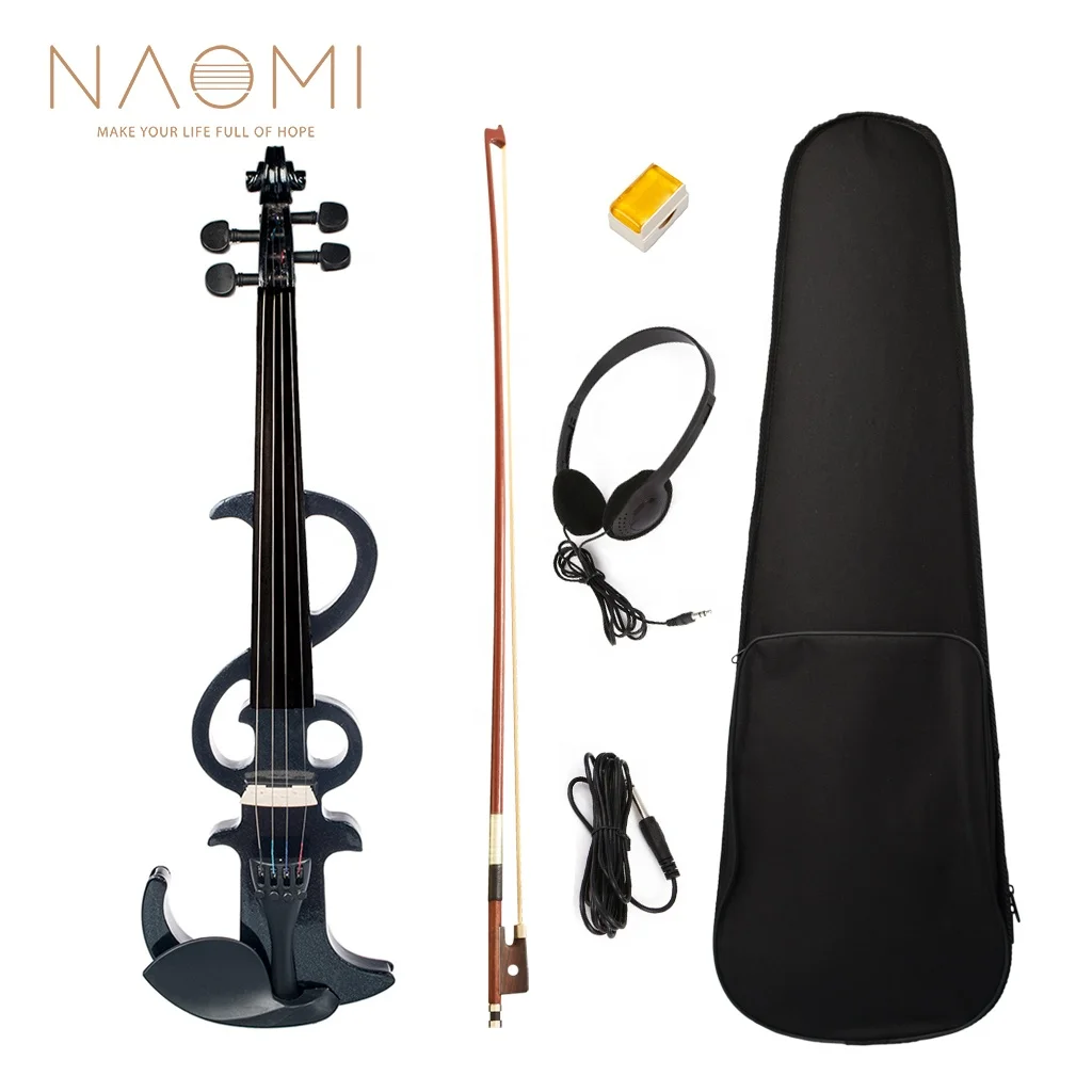 4/4 Full Size Electronic Silent Violin Set Solidwood For Students Adults Beginners Music Perfomance Training W/ Bow Case