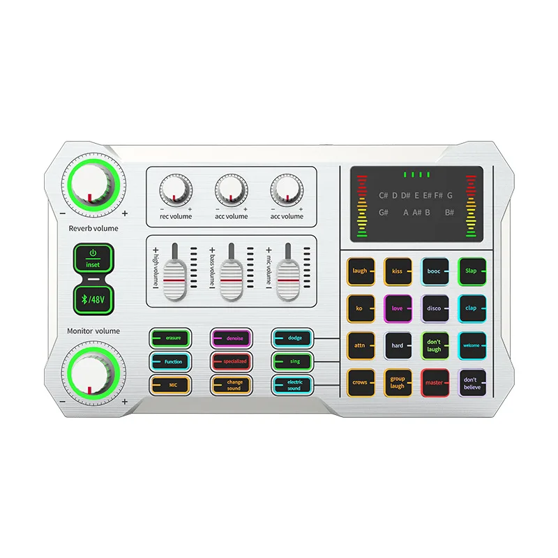 마이크 믹서 디지털 오디오 인터페이스 팟캐스트 블루투스 사운드 카드 팟캐스터, 전화 컴퓨터 PC용, 노래방 녹음용, 48V