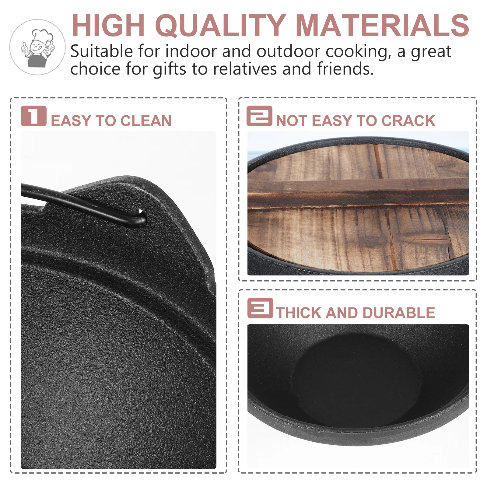 

Outdoor Cooking Pot Small Hot Pot Japanese Iron Hanging Pot Stovetop Nabe Pan Sukiyaki Casserole Ramen Cooker for Camp Gas Stove