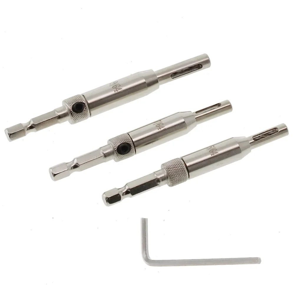 3 Pcs Self Centering Hinge Drill Bit Set 5/64 7/64 9/64 High-speed Steel Woodworking Door Win-dow Hinge Power Tool Drill Bit