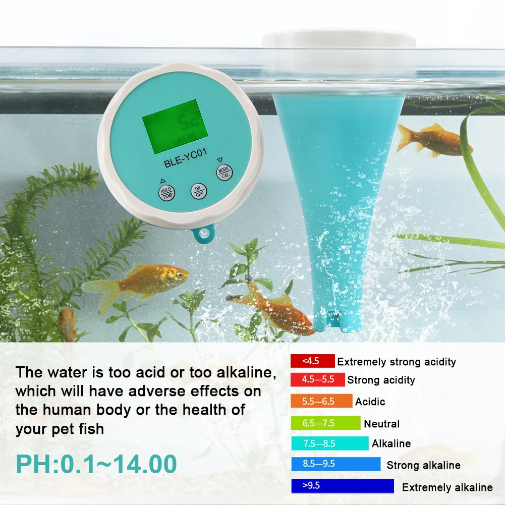 6 in 1 Temp Chlorine ORP EC TDS PH Meter Blue Tooth Online Monitor Water Quality Tester Smart Tool for Swimming Pool Aquariums