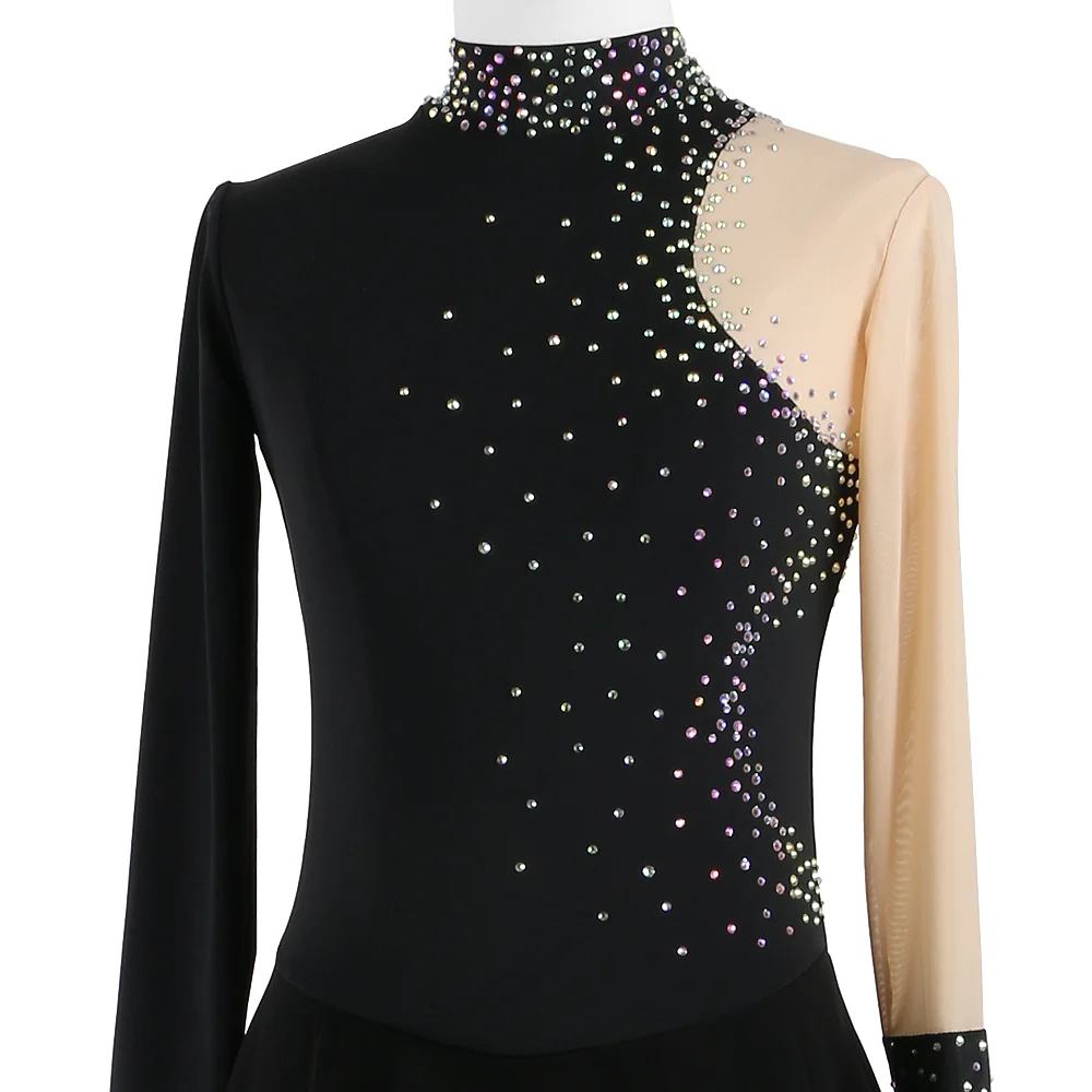 Zagitova Figure Skating Dress For Women Girls Ice Skating Skirt Performance Competition With Shiny Diamond Black