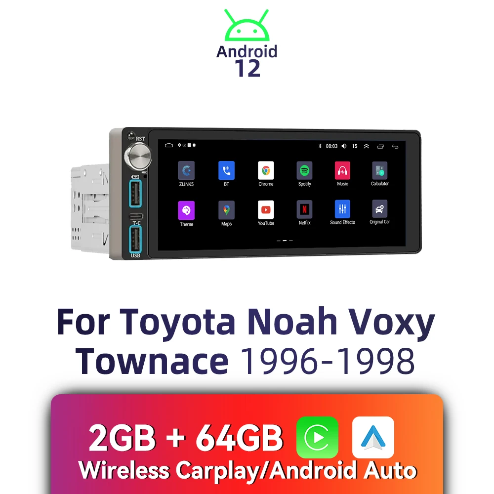 

6.86" Screen 1Din Android Car Multimedia Radio CarPlay GPS WiFi for Toyota Noah Voxy Townace Town ACE 1996-1998 Stereo Head Unit