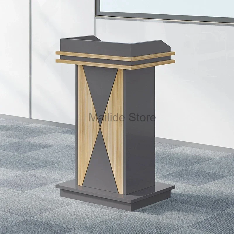 Wooden Small Reception Desks Front Desk Creative Church Pulpit Modern Welcome Desk Restaurant Shopping Guide Desk with Wheels