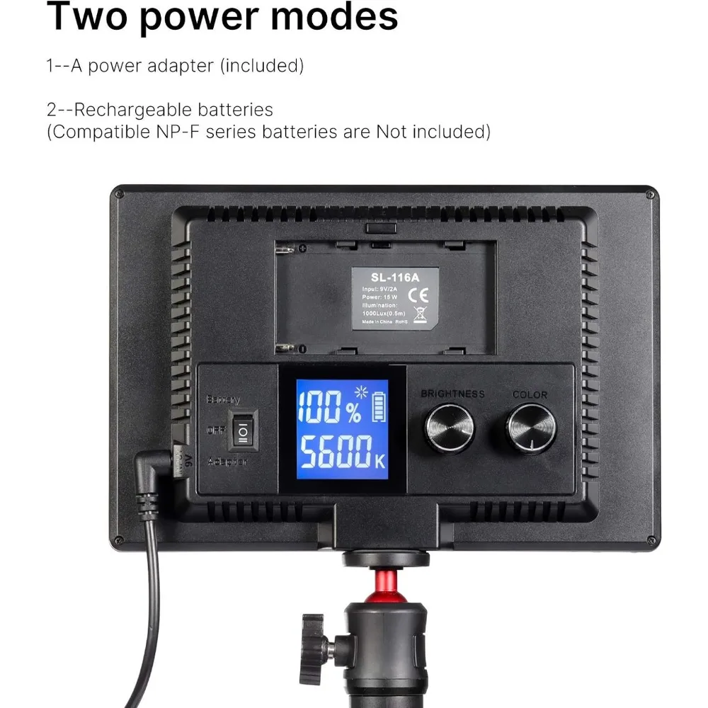 JUSMO-K3 Key Light com extensível Desktop Stand, ajustável LED Video Light, Soft Panel Fill Light, brilho, temperatura de cor