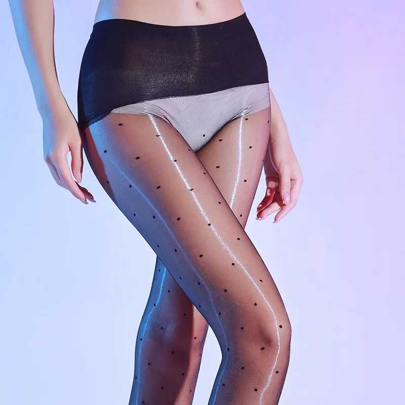 

Women Seamless Stockings Sexy Aurora Ultra-Thin Polka Dot Temptation Pantyhose High-Waist Shiny See-Through Pantyhose Underwear