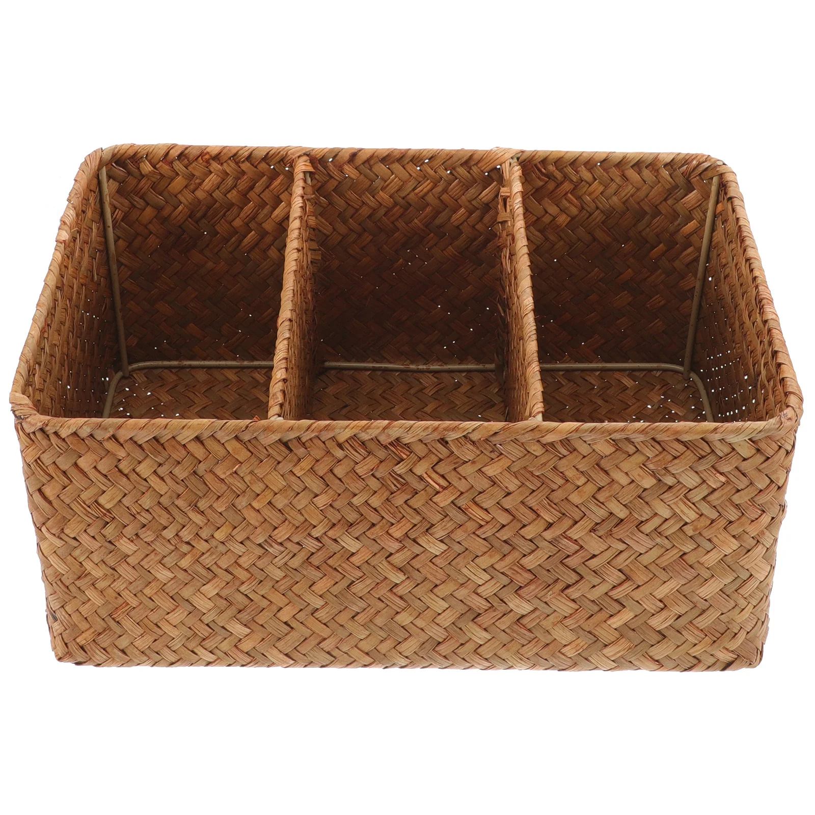 

3-Grid Bathroom Storage Bin Organizer Sturdy Rustic Basket For Counter Toilet Tank Craft Supplies Stationery Home Decor