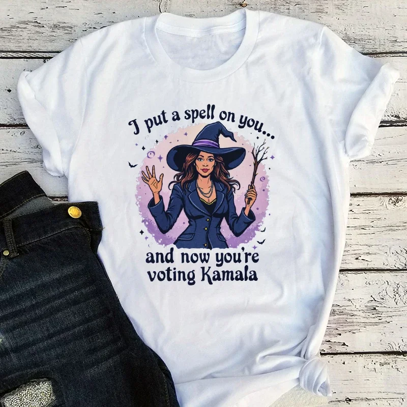 Funny Kamala Harris Halloween Tee US Election 2024 Top Vintage Clothes Democrat Gift Witchy Shirt Aesthetic M