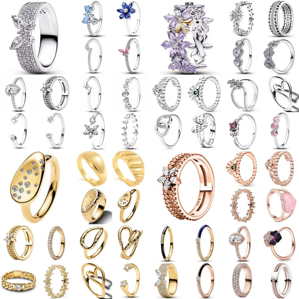 Hot Selling 925 Silver,Butterfly,Snowflake,Flower Ring Size 6 7 8 9 Suitable For European Girls To Wear Charming Jewelry