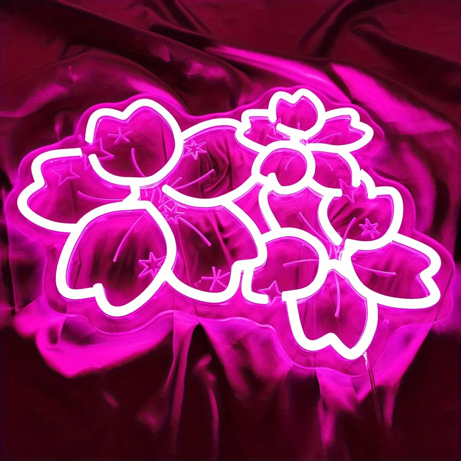 Sakura Neon Sign Cute Style LED Neon Light Dimmable Engraving Art Wall Light Suitable for Bedroom Playroom Florist Birthday Gift