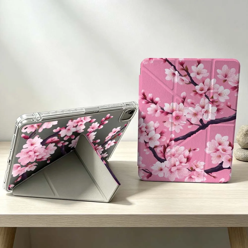 Pink Cherry Blossom Pattern Soft For iPad Pro Air mini 6 5 4 3 2 1 11th 10th 6th 5th M5 M4 M3 M2 9gen Foldable 3Y Tablet Case